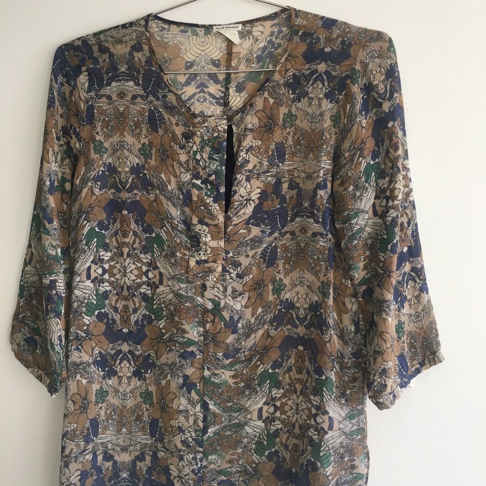 Club Monaco Silk Flower Shirt